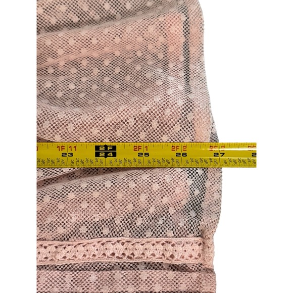 Free People Pink Dot Lace Peasant Blouse Top Embroidered Ruffle Hem Size Small - Picture 7 of 10